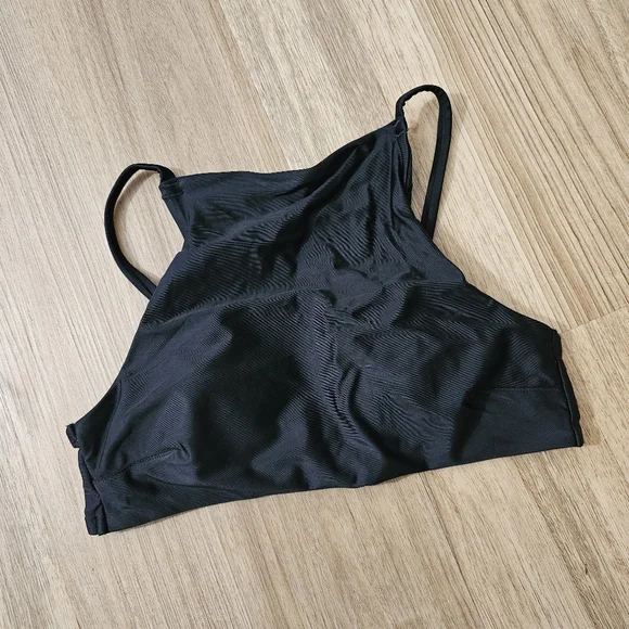 Aerie High Neck Crop Bikini‎ Top Black Women's XS Adjustable Removeable P… - Picture 3 of 7